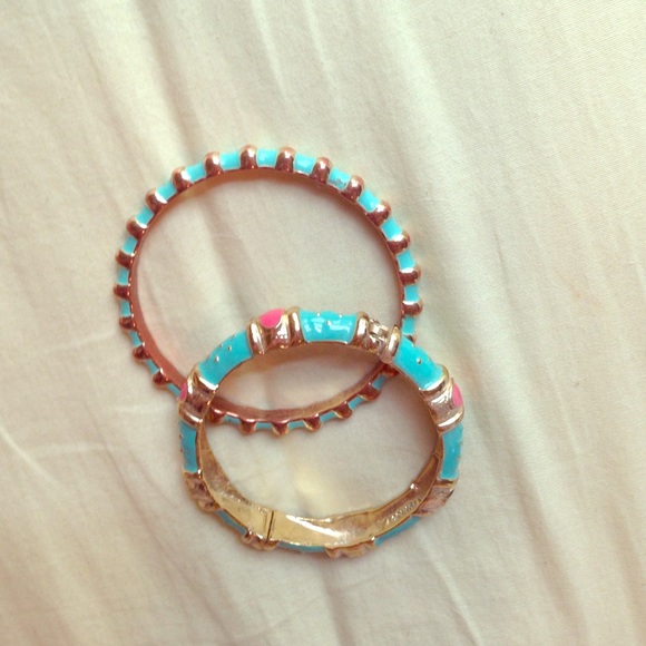 Pink/ blue Fornash bangle set