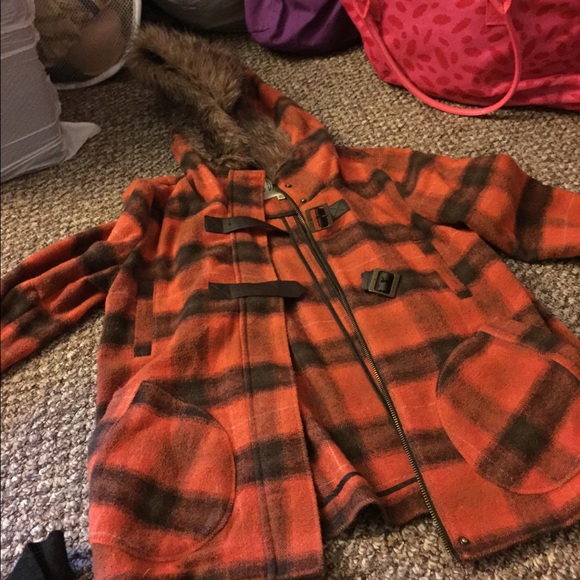 orange plaid jacket