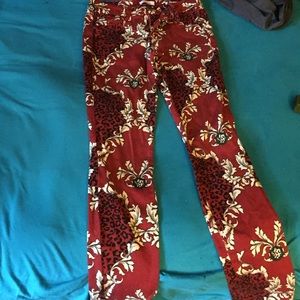 Red unique skinny jean