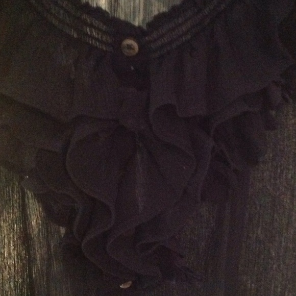 Sheer Navy Ruffle Blouse - Picture 2 of 2