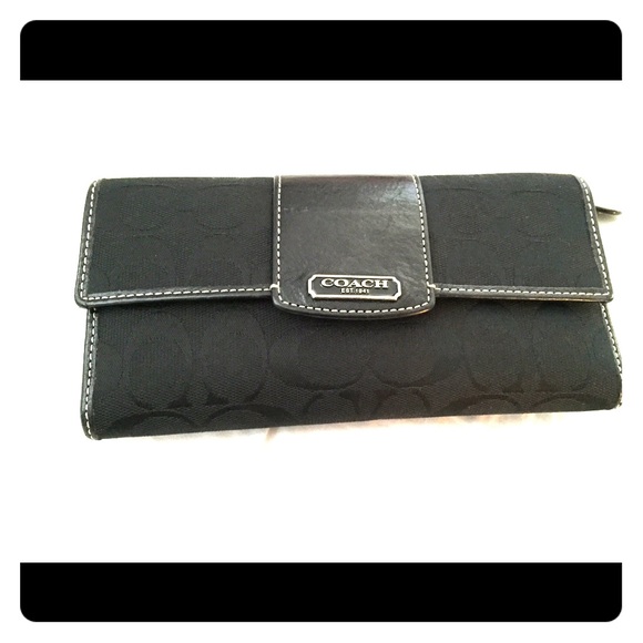 Black Coach checkbook wallet