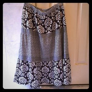 Brown bohemian print maxi skirt