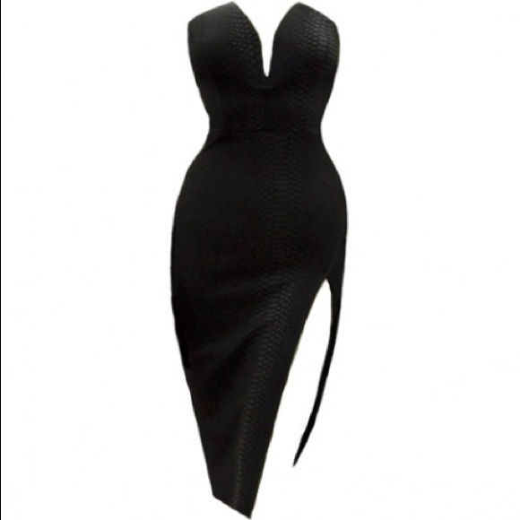 Black high slit midi dress *BRAND NEW*