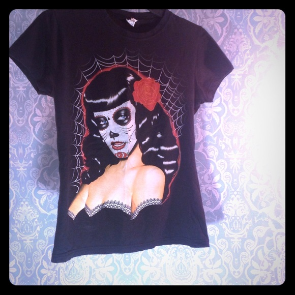 Betty Page Skull Candy Fitted Tee