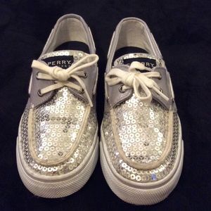 Silver sequin sperry's!