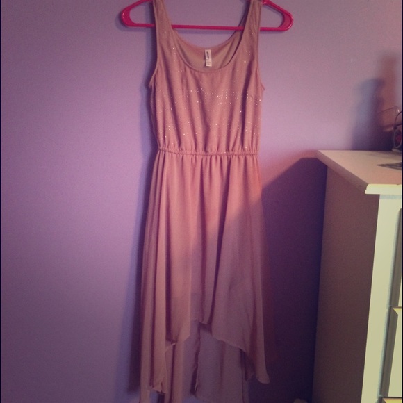 Beautiful mauve high/low dress with gold beads