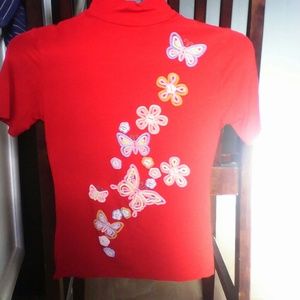 Short sleeve Butterfly turtle neck