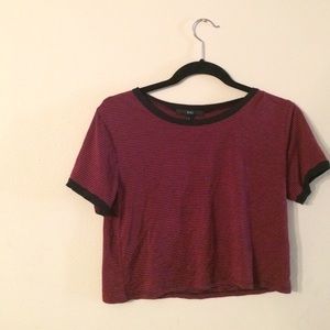 Red and black striped crop top