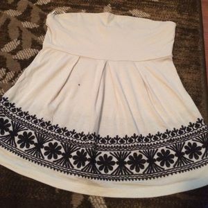 Strapless tan top with black embroidered- Limited