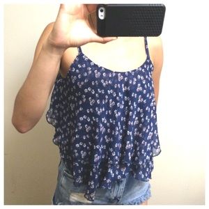 Blue flowy floral top