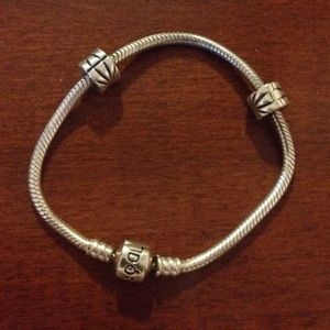 PANDORA BRACELET AND CLIPS