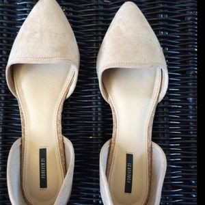 Suede pointed toe flats