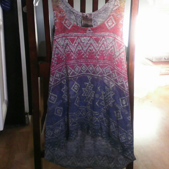 Aztec style partial open back tank top