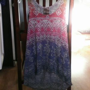 Aztec style partial open back tank top