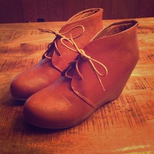 Brown Wedge Booties