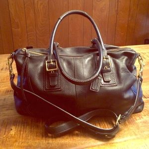 Coach Black Leather Purse with Crossbody Strap