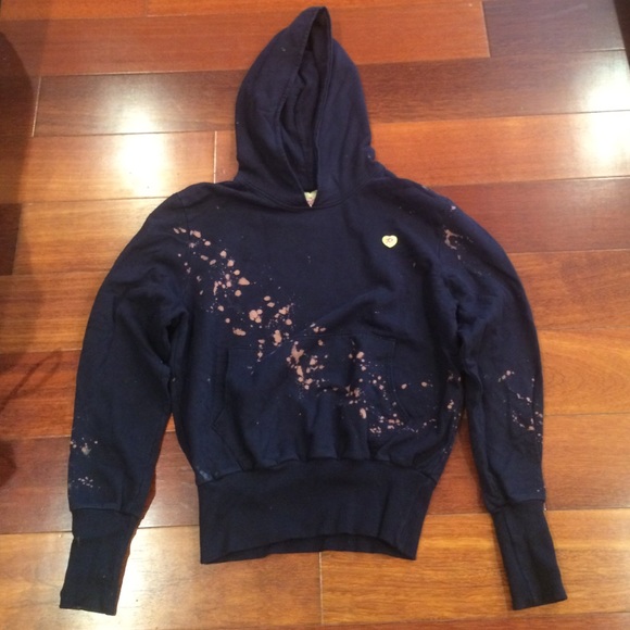 Primp navy blue splatter paint hoodie