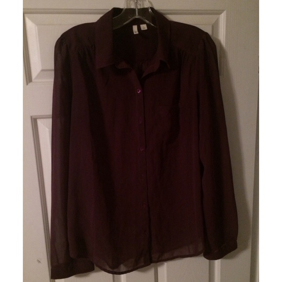 Purple long sleeve chiffon shirt