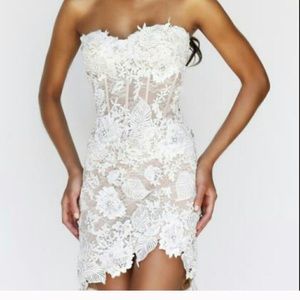 Replicated Sherri Hill short white corset back