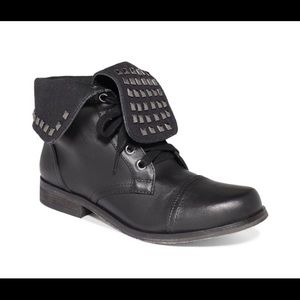 Black studded combat boots