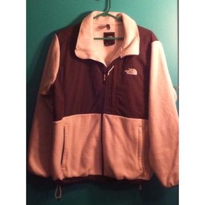 White/gray Denali North Face