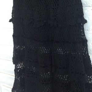 Black Lace Knit Ankle Skirt