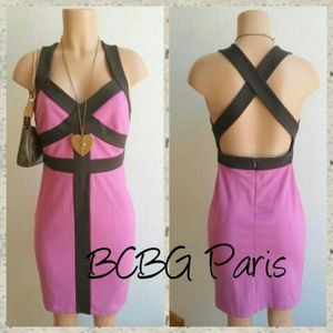 BCBG PARIS MAGENTA/BLACK DRESS