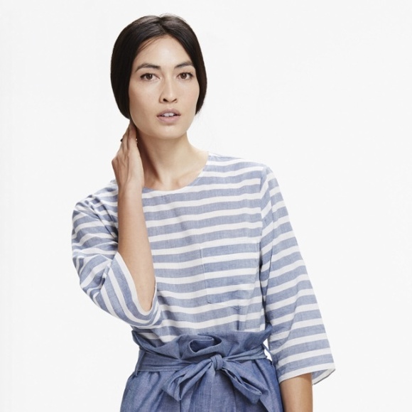 Jenni Kayne Blue and White Linen top