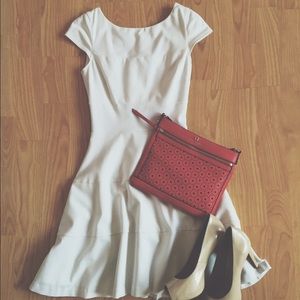 Banana Republic White Seamed Fit-And-Flare Dress