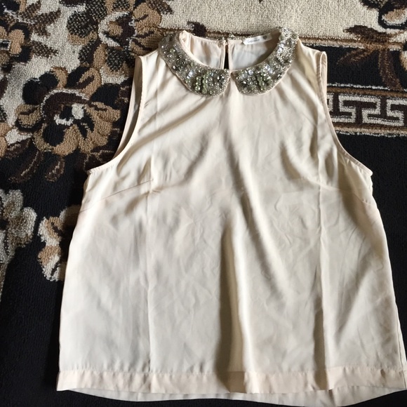 Chiffon top with crystals on the collar
