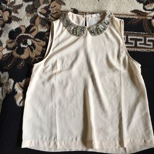 Chiffon top with crystals on the collar