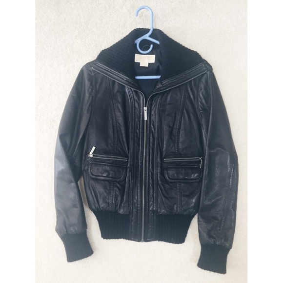 Michael Kors Leather Bomber Jacket!!