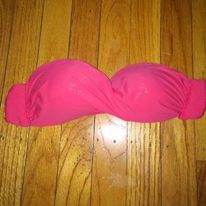 Pink shimmery bandeau bikini top