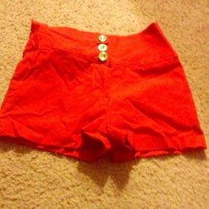 Red High Waisted Shorts