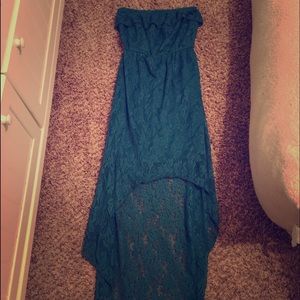 Green strapless dress