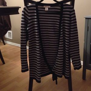 Striped Open Cardigan