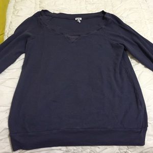 Splendid - blue waffle long sleeve shirt