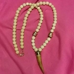 Wooden bead and horn necklace