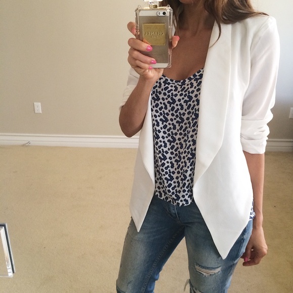 • SOLD • White Summer Blazer L - Picture 4 of 4