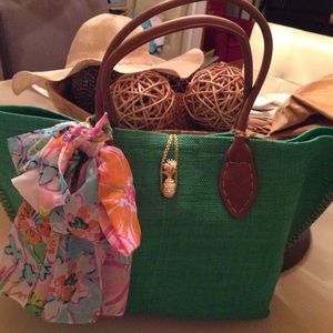 Lilly Pulitzer Green Rafia tote for Target