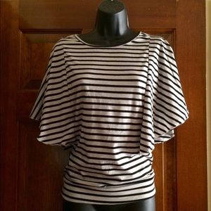 Batwing Black and White Knit Top.