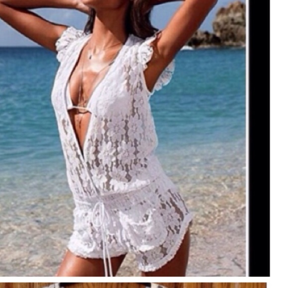 The Roatan Other - White Crochet Lace Romper