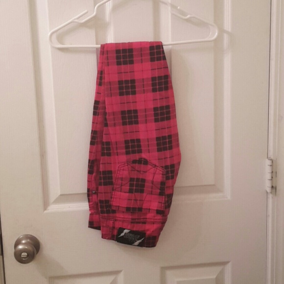 Plaid skinny jeans