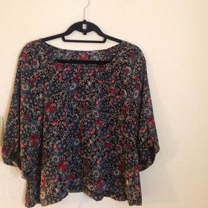 Boho teal black and burgundy shirt