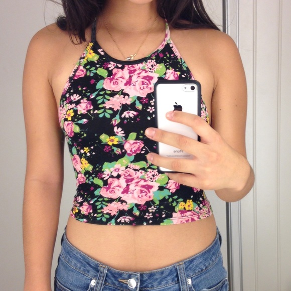 floral halter crop top