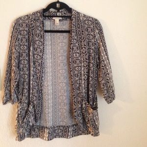 Boho navy blue and white cardigan/blazer