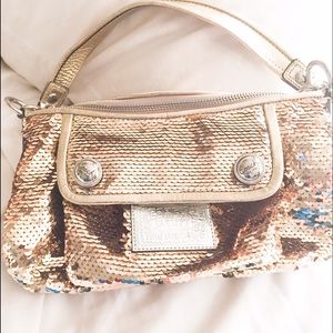 Coach gold sequin bag