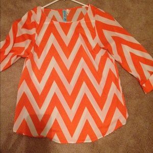 Orange and white chevron blouse