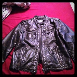 Black xhilaration leather jacket.