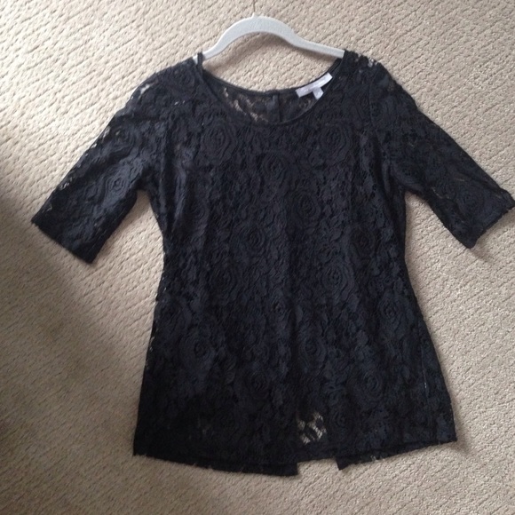 🆕💗black- lace button back shirt💗